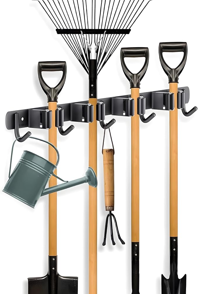 Wall Mount Broom Holder | Heavy Duty Stainless Steel Mop Organizer by Unknown