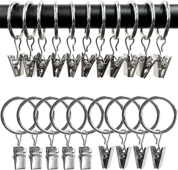 100 Pack Metal Curtain Rings by AMZSEVEN