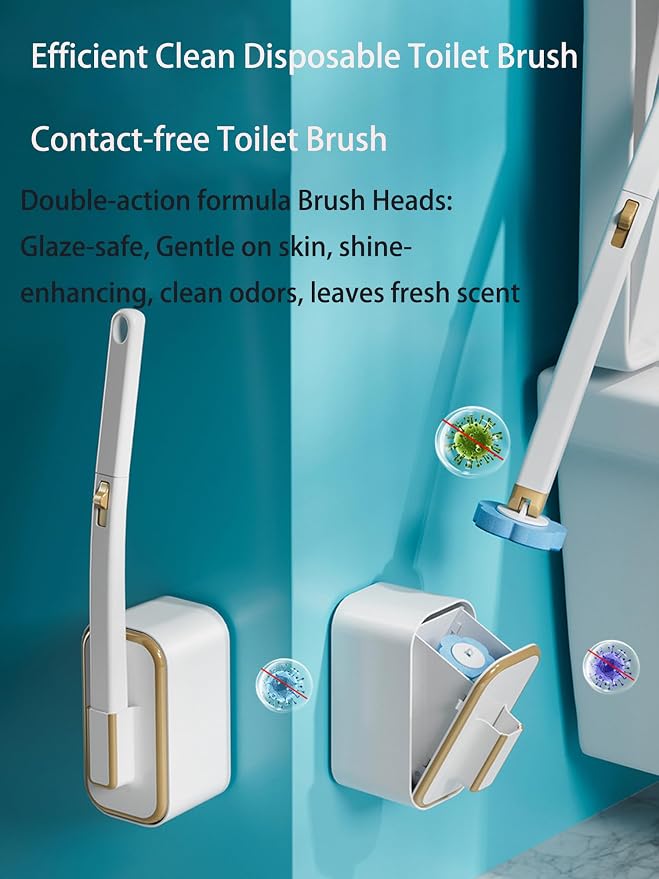 Disposable Toilet Brush with 48 Refill Heads and Holder– Includes Storage - Image 4