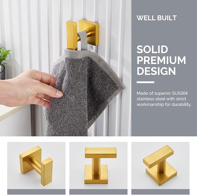 Angle Simple Towel Hook for Bathroom, SUS 304 Stainless Steel Robe Coat Hook - Image 8