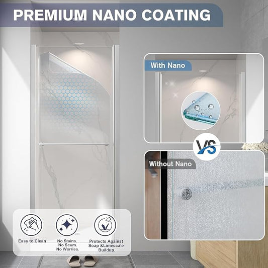 Frameless Pivot Shower Door 30"-32" W x 72" H, Swing Shower Glass Doors - Image 2