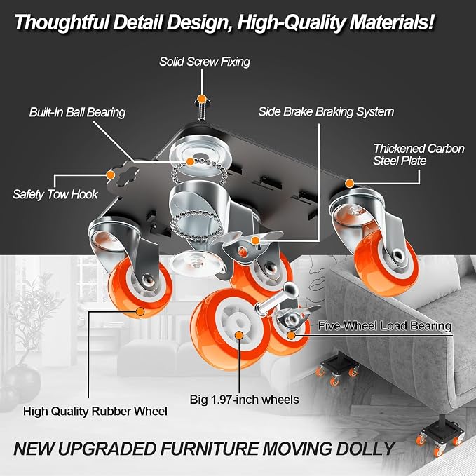 Furniture Dolly 5 Wheels Heavy Duty - Image 2