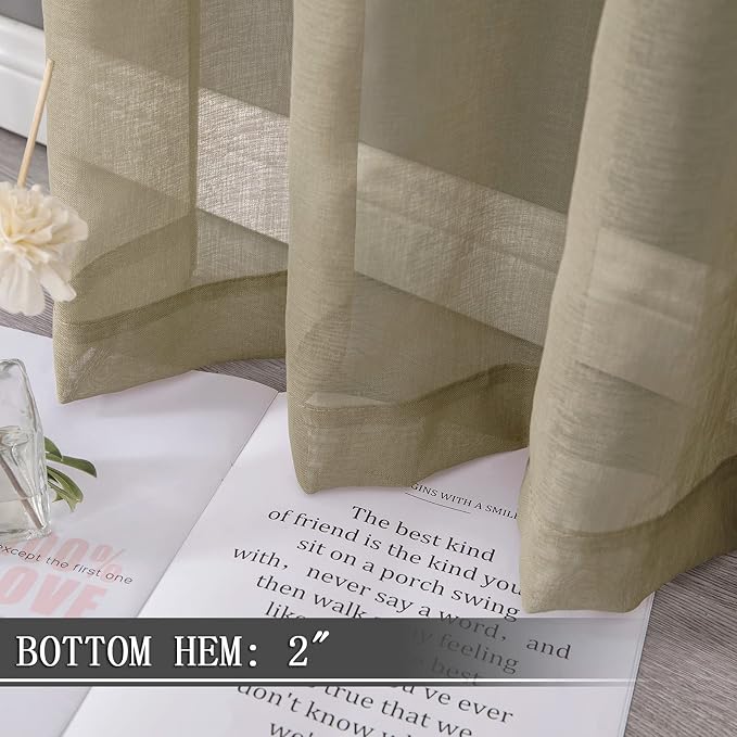 Tollpiz Sheer Tier Curtains Kitchen Linen Textured Half Curtain Sheers Light - Image 4