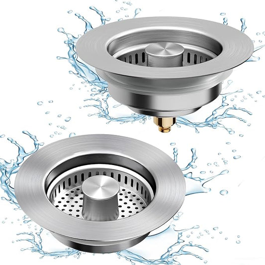 Kitchen Sink Drain Strainer, 3 in 1 All Stainless Steel Sink Strainer, Pop Up by abigio