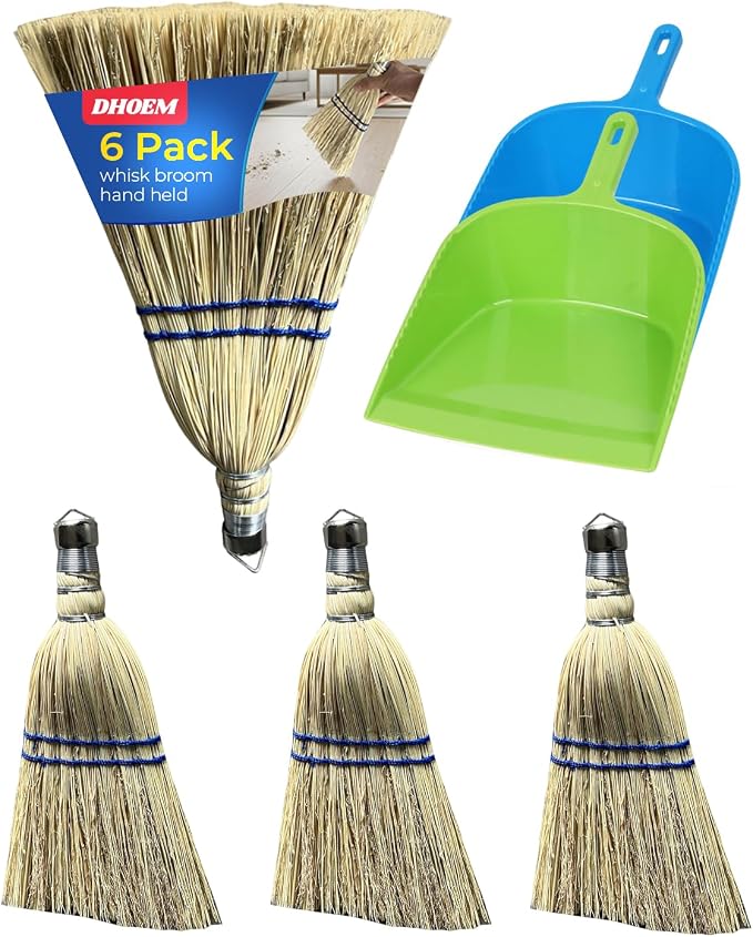 6Pack 12 Inch Handheld Broom Set, Heavy Duty Mini Corn Broom by Unknown