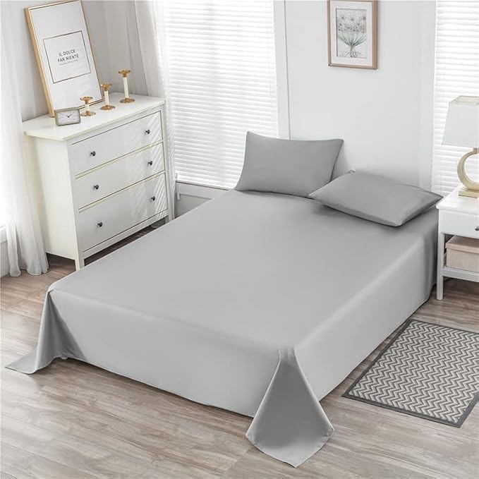 WenBags Lightweight Waterproof Flat Sheet 90 * 98 Inches King Size-Mattress Protector for Bed & Couch, Pet Hair Resistant Cover Ideal for Dogs & Cats, Perfect for Hotels & Hospitals(LightGray)