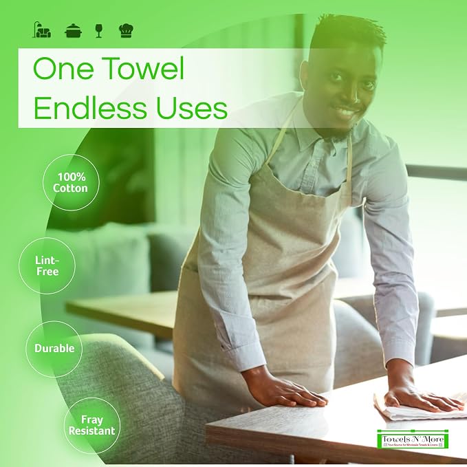 Towels N More 24 Pack 16x19 Bar Mop Towels High Absorbent Cotton Reusable - Image 2