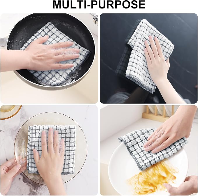 Kitinjoy Cotton 12 Pack Terry Kitchen Dish Cloths, 12 x 12 Inches Super Soft - Image 4