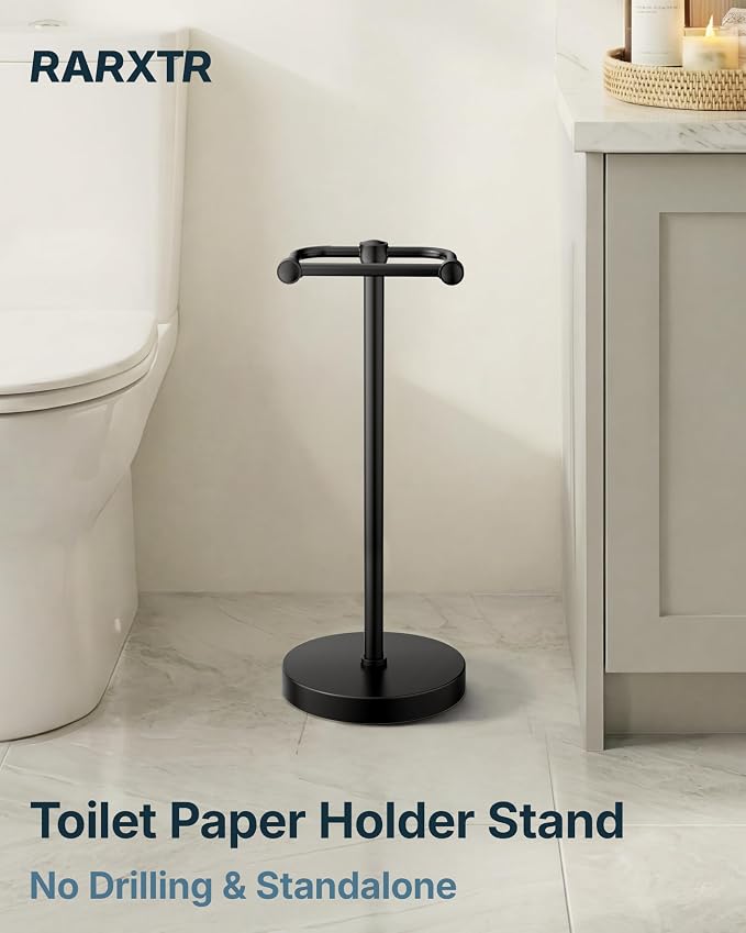 Toilet Paper Holder Stand, Modern Bathroom Free Standing Toilet Paper Roll - Image 2