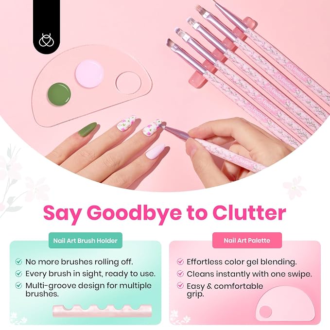 Beetles Gel Polish Nail Art Brushes Set 6 Pcs Nail Brush and 8 ml Pink Painting - Image 6
