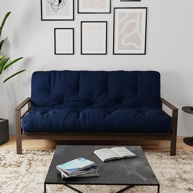 Royal Sleep Products by The Futon Factory 6 inch Foam Futon Mattress - Solid Navy Cover - Twin Size - CertiPUR Certified Foams - Made in USA - Replacement Mattress - (Frame not Included)