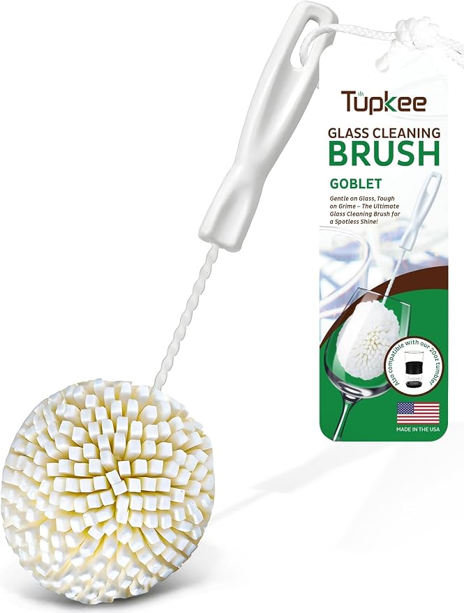 Tupkee Wine Glass Cleaning Brush – Soft Non-Scratch Foam Bristles – Goblet & by Tupkee