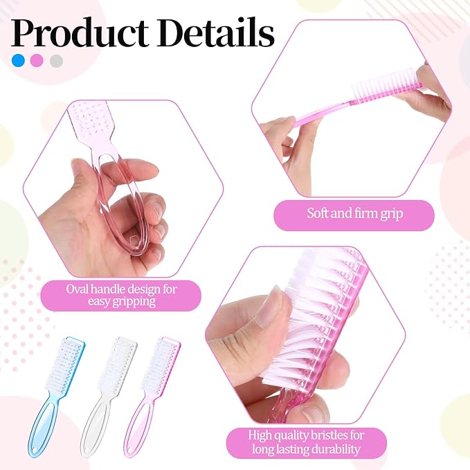 60 PCS Nail Scrubber Brush Set, Handle Grip Nail Brush Bulk Fingernail Scrubber - Image 3