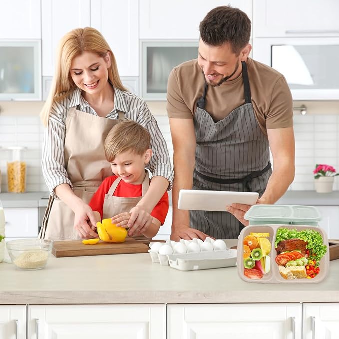 4 pack Bento Lunch Box, 2 Compartments Meal-Prep Containers - Image 7