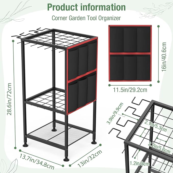 Garden Tool Organizer, Metal Yard Tool Organizer, Holds 50 Long-Handled - Image 2
