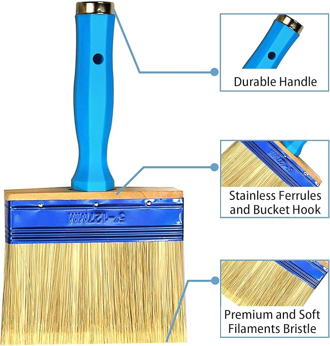 Deck Stain Brush, 3 Pack Thick Paint Brushes - Image 3
