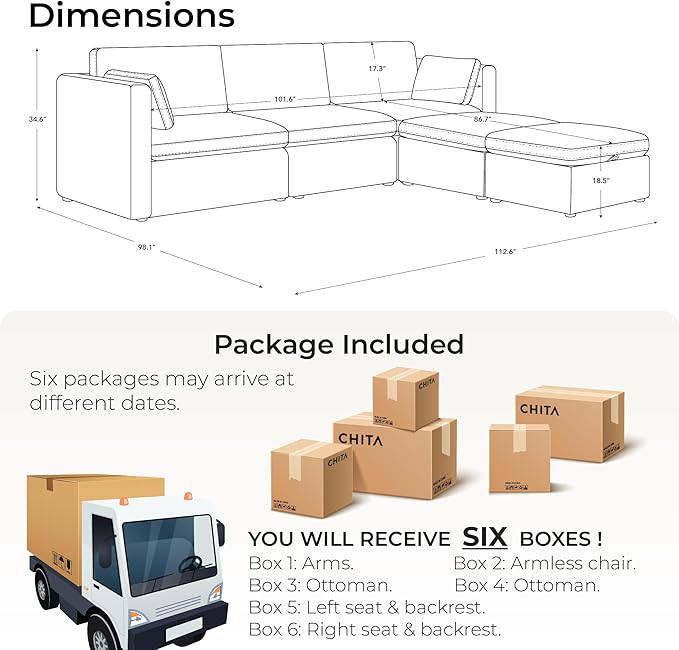 CHITA Oversized Modular Cloud Sectional Sofa Set, FSC Certified U Shaped Couch - Image 2