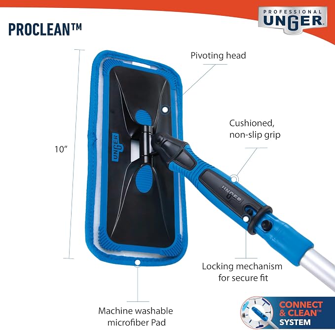UNGER ProClean Connect and Clean Indoor Window Cleaning Kit, Washing Tool - Image 6