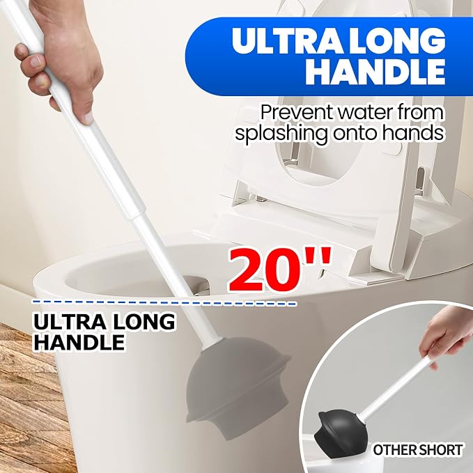 2 in 1 Toilet Brush and Plunger Set, Extended Handle Plunger, Toilet Bowl Brush - Image 5