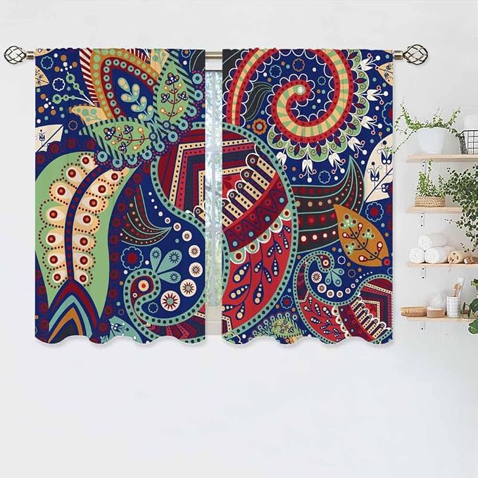 Ethnic Pattern Kitchen Curtains Paisley Lndia Abstract Floral Exotic Ornate - Image 5