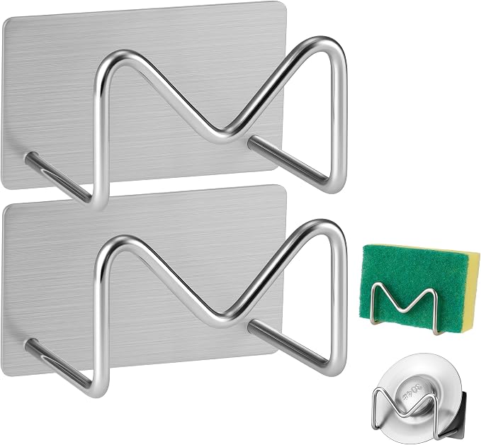 2-Pack Stainless Steel Sponge Holder, Kitchen Sink Caddy Organizer, SUS304 by Luckyiren