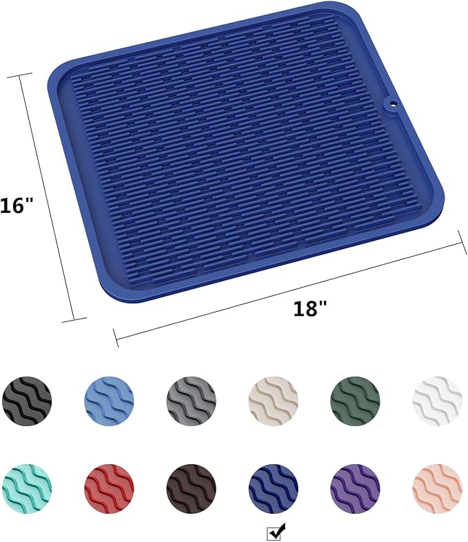 ZLR Silicone Dish Drying Mat for Kitchen Counter, Eco-Friendly Fast Dry Dish Mat - Image 6
