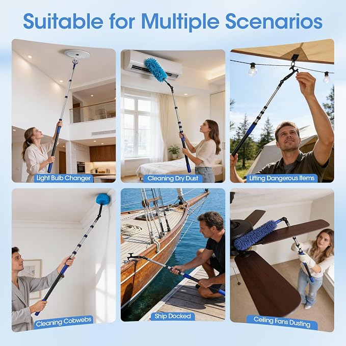 Light Bulb Changer for High Ceilings, 3.4-12.4FT Extension Pole Telescopic - Image 8