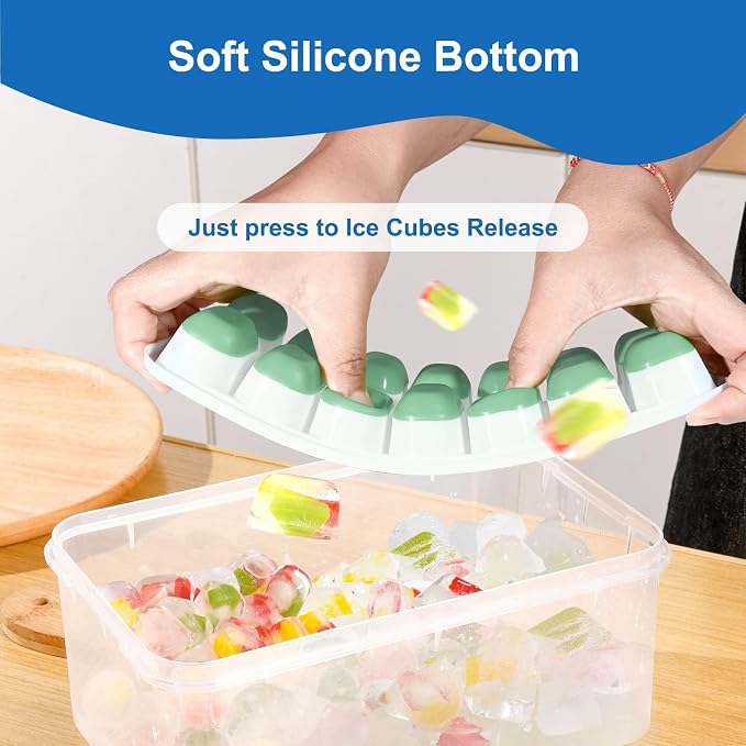 Ice Cube Tray 5 Pack, 60 Cubes Silicone Ice Cube Trays - Image 4