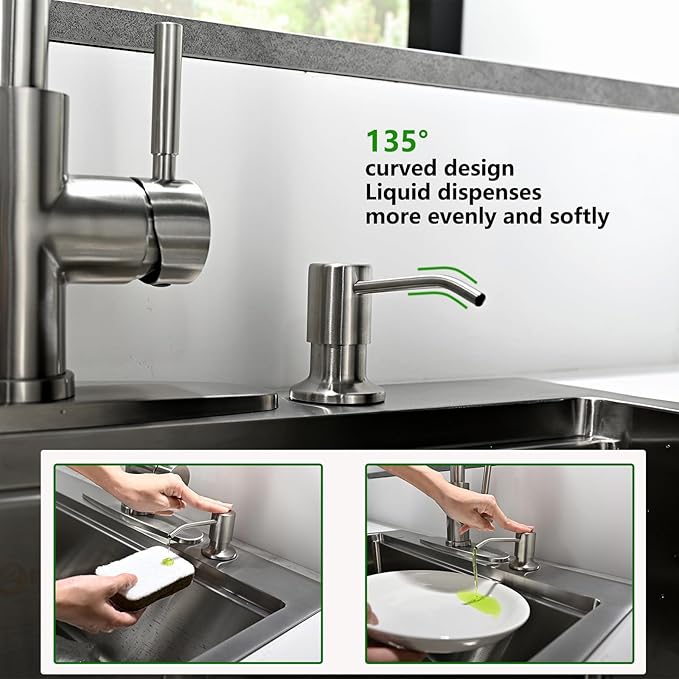 Built in Soap Dispenser for Kitchen Sink, Stainless Steel Brushed Nickel - Image 2