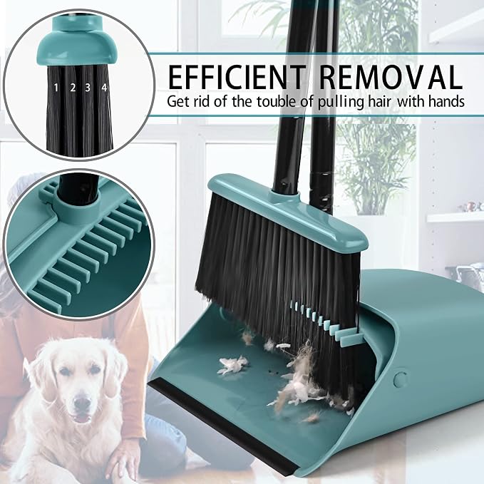 JEHONN Broom with Dustpan Combo Set, Long Handle Lightweight Indoor Broom Set - Image 3