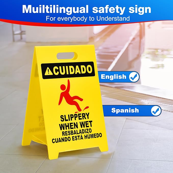 MATTHEW CLEANING 19'' Industrial Wet Floor Sign 6 Pack 2-Sided Durable - Image 6