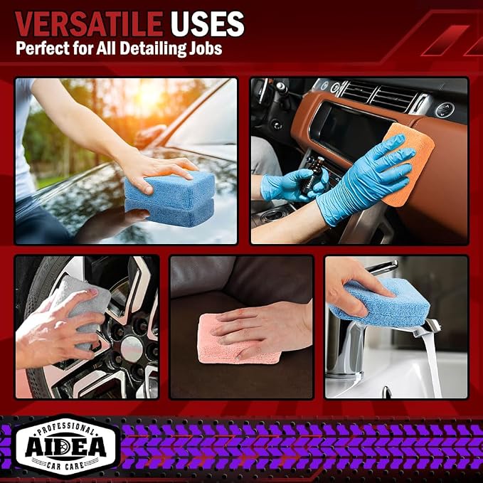 AIDEA Microfiber Applicator Pad-8Pack, Car Wash Sponge, Premium Microfiber - Image 7