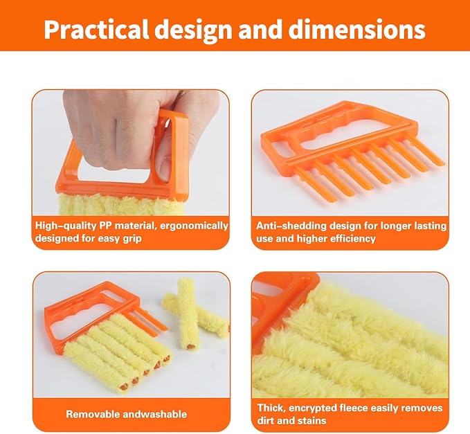 6 Pcs Window Venetian Blind Cleaner Duster Tool, Microfiber 6 Finger Duster - Image 7