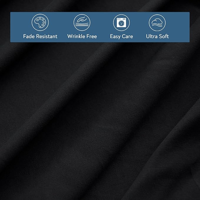 Cot Sheets Fitted Only 31" x 75", Ultra Soft & Breathable Cot Size Bed Sheet Fit for Narrow Twin/Camp Bunk/RV Bunks/Army Cots/Guest Beds/Trifold Mattresses, Mattress Bottom Cover Sheets, Black