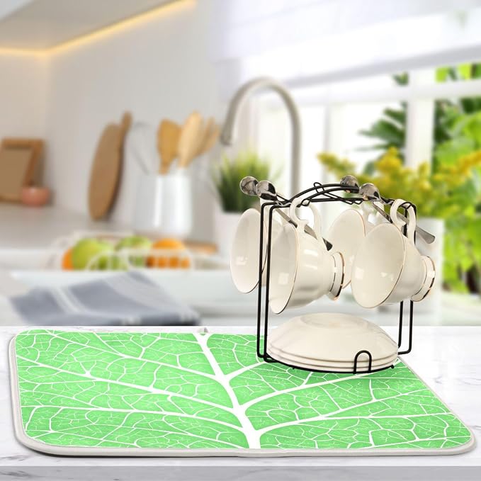 Green Leaf Veins Dish Drying Mat - Image 6