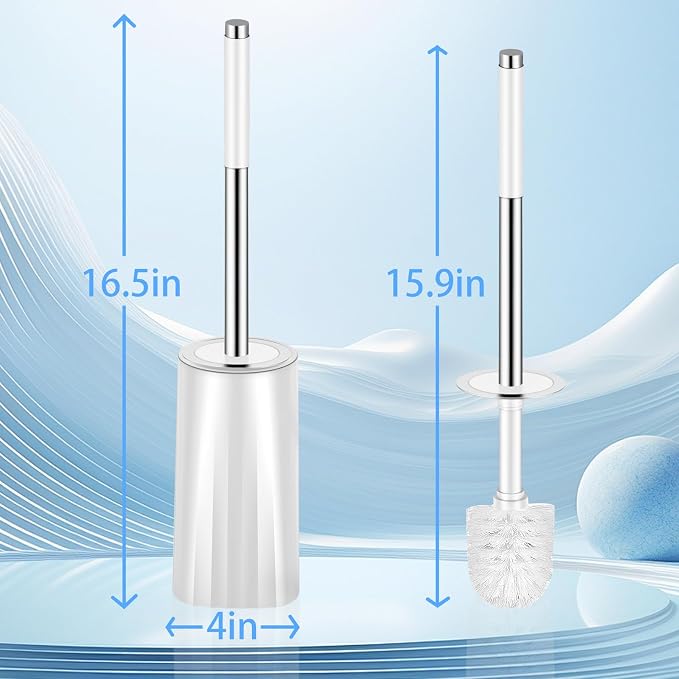 Toilet Brush and Holder Set, Compact Toilet Bowl Brush - Image 6