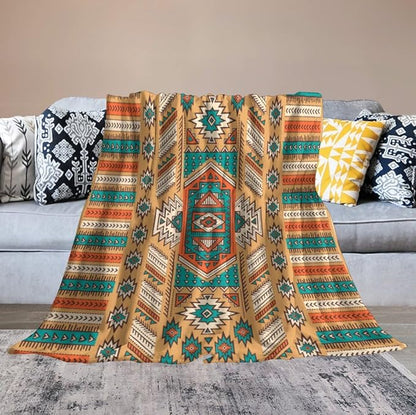 Aztec Throw Blanket, Tribal Navajo Print Native Blanket for Camping Outdoor Couch Sofa Bed 30"x40"