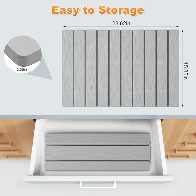 Stone Dish Drying Mat for Kitchen Counter, Collapsible Dish Drying Mat 24"×16" - Image 2