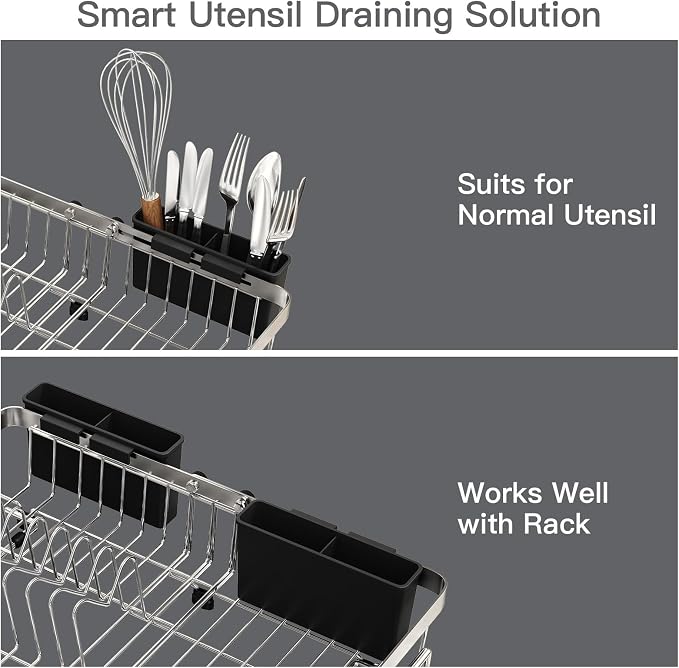 Small Expandable Over The Sink Dish Drainer Drying Rack in Stainless Steel Metal - Image 5