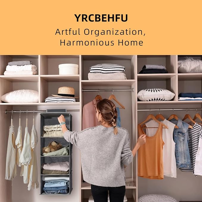2 Packs Hanging Closet Organizer Storage, 3-Shelf Hanging Shelves - Image 3
