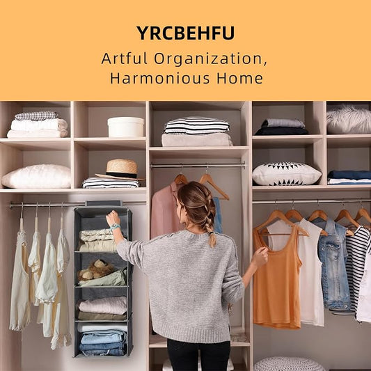 2 Packs Hanging Closet Organizer Storage, 6-Shelf Hanging Shelves Clothes - Image 2
