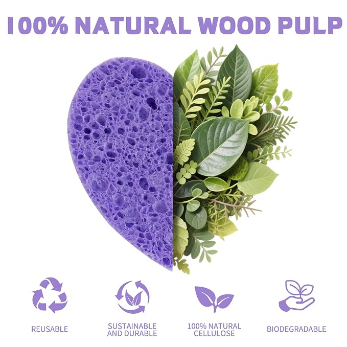 60-Count Kickleen Compressed Cellulose Heart Shape Facial Sponges | Natural - Image 7