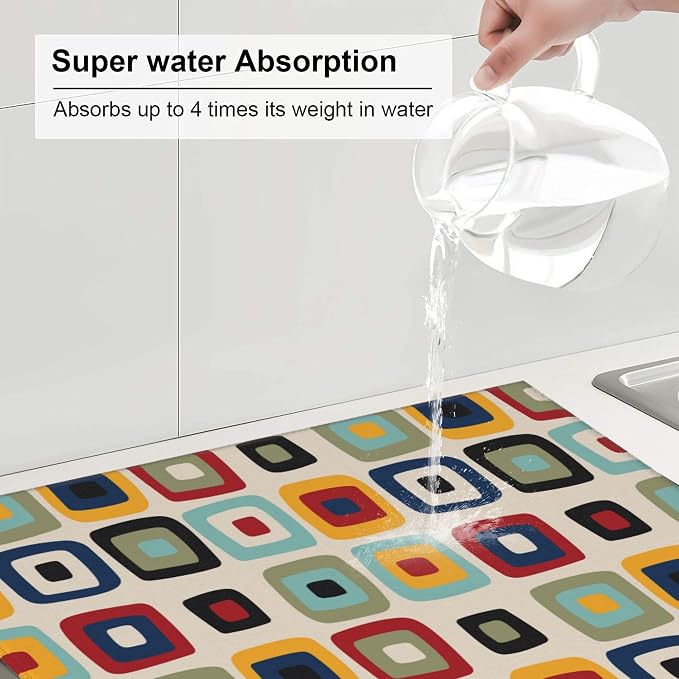 Mid Century Modern Retro Kitchen Drying Mat Microfiber Dish Drainer Mat - Image 4