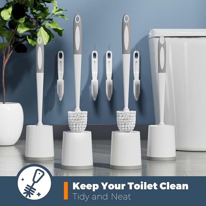 Toilet Brush, 4 Pack Toilet Brush and Holder Set, Toilet Bowl Brush - Image 5