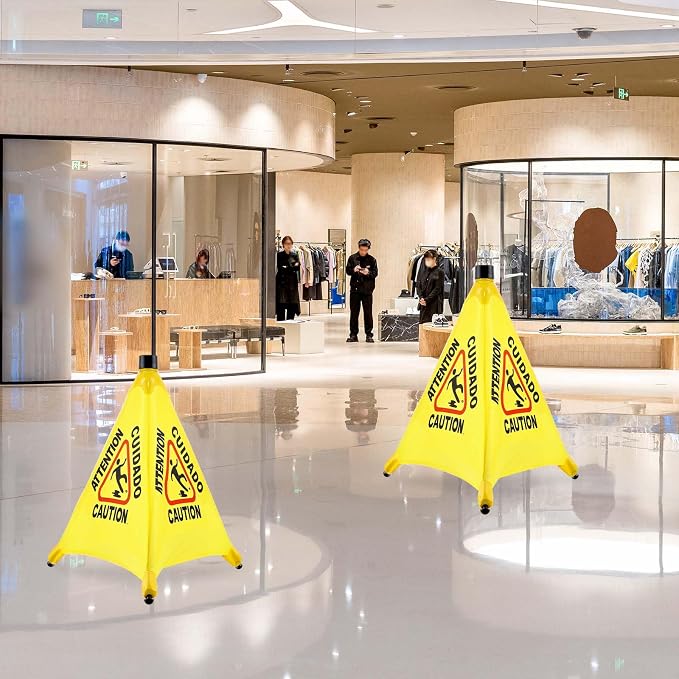 8-Packs Wet Floor Signs 20 Inch, Pop UP Bilingual Yellow Caution Wet Floor Sign - Image 3