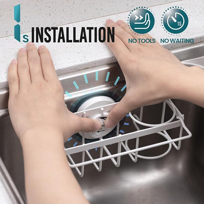 TAILI Sponge Holder with Strong Suction Cup, 4-in-1 Rustproof Sink Organizer - Image 3