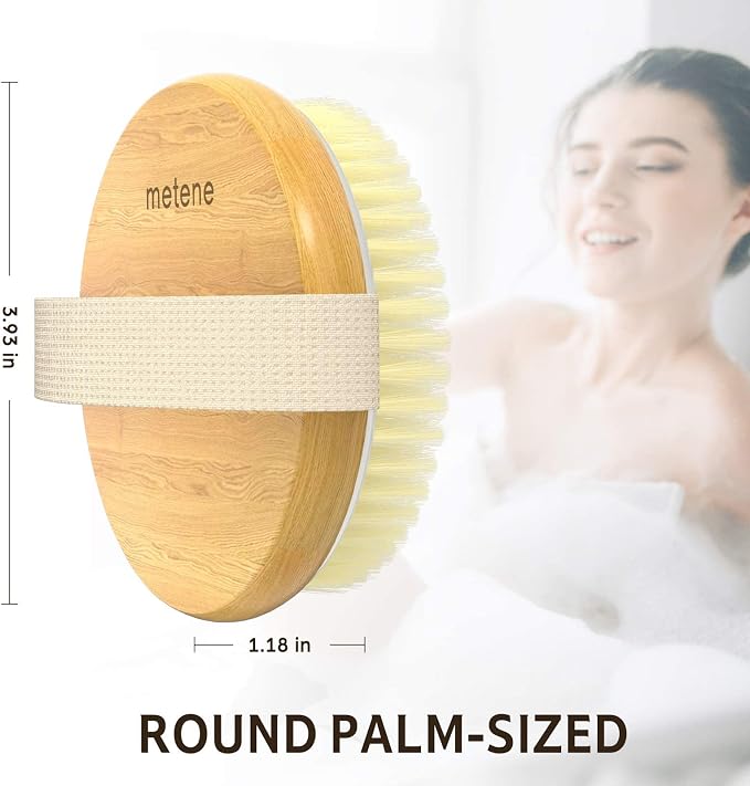 Metene 2 Pack Bamboo Dry Body Brushes, Shower Brush Wet and Dry Brushing - Image 5