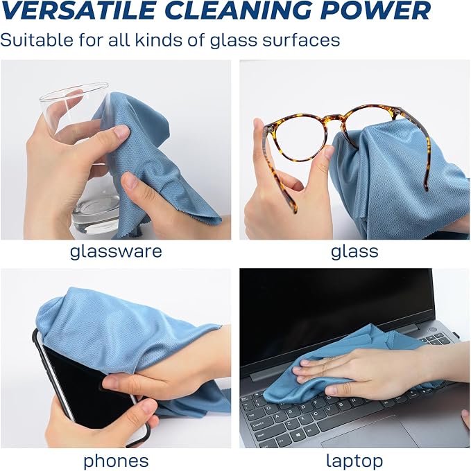 Microfiber Cleaning Cloths Glass Cleaner: 8 Packs 18X18 Window Cleaner Kit Wine - Image 3