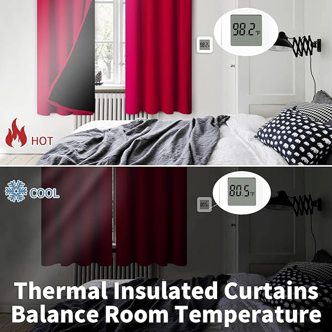 BGment Blackout Curtains for Bedroom 84 Inch Long, Thermal Insulated Bedroom Curtains Christmas Rod Pocket Room Darkening Curtains, Each Window Drape 2 Panels, 42 Wide, Red
