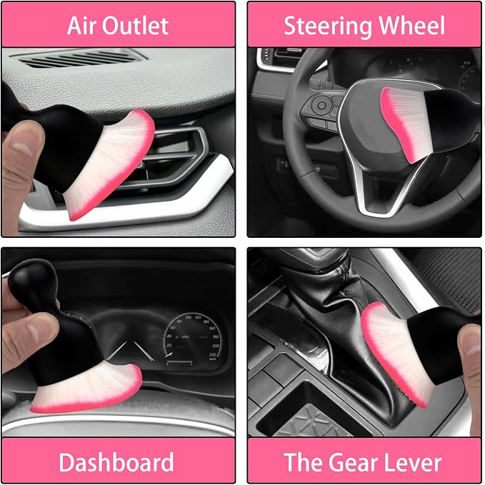 Car Interior Dust Brush, Auto Detailing Brush, Soft Bristles Car Cleaning - Image 3
